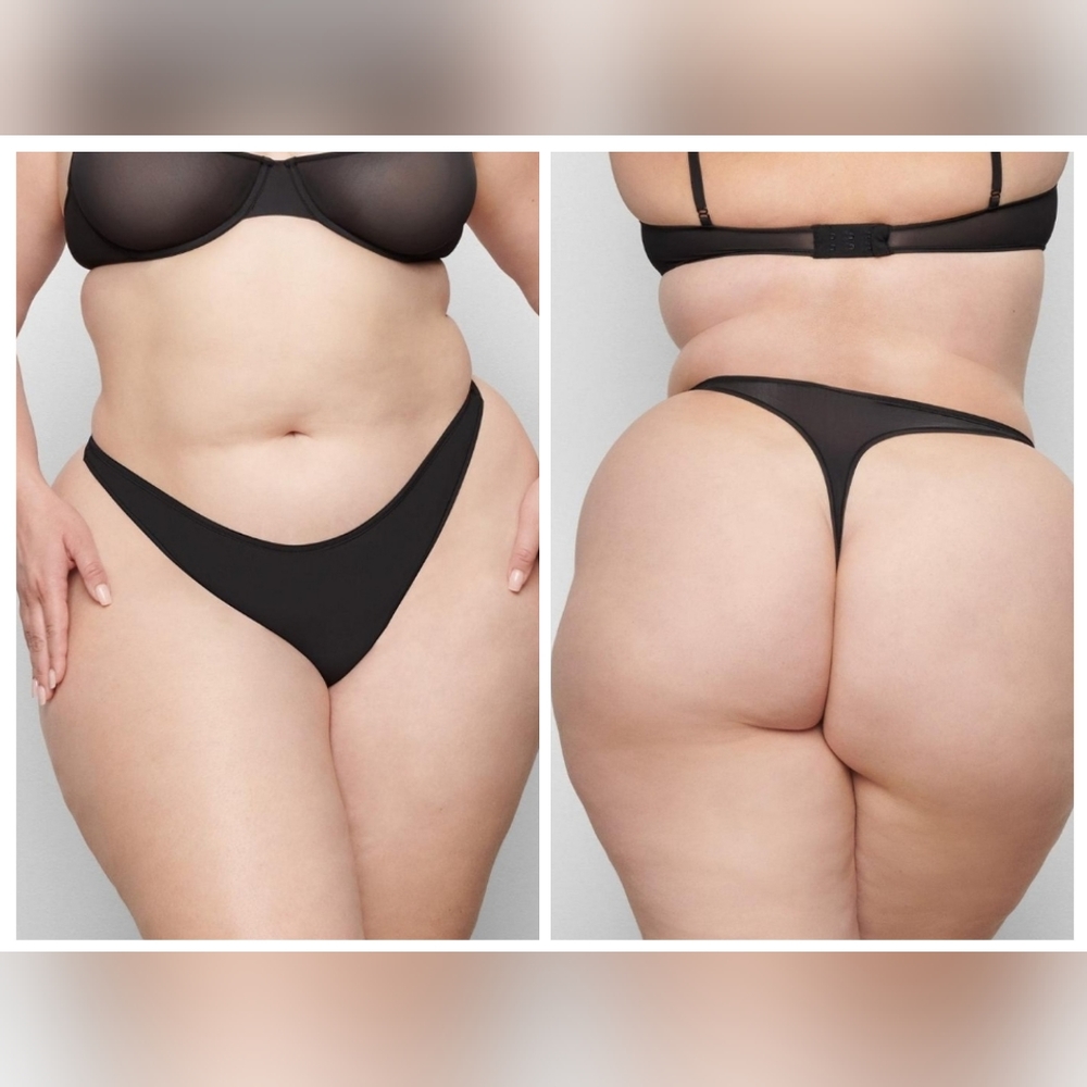 SKIMS Thongs | Womens Jelly Sheer Dipped Thong Onyx /2X/NWT